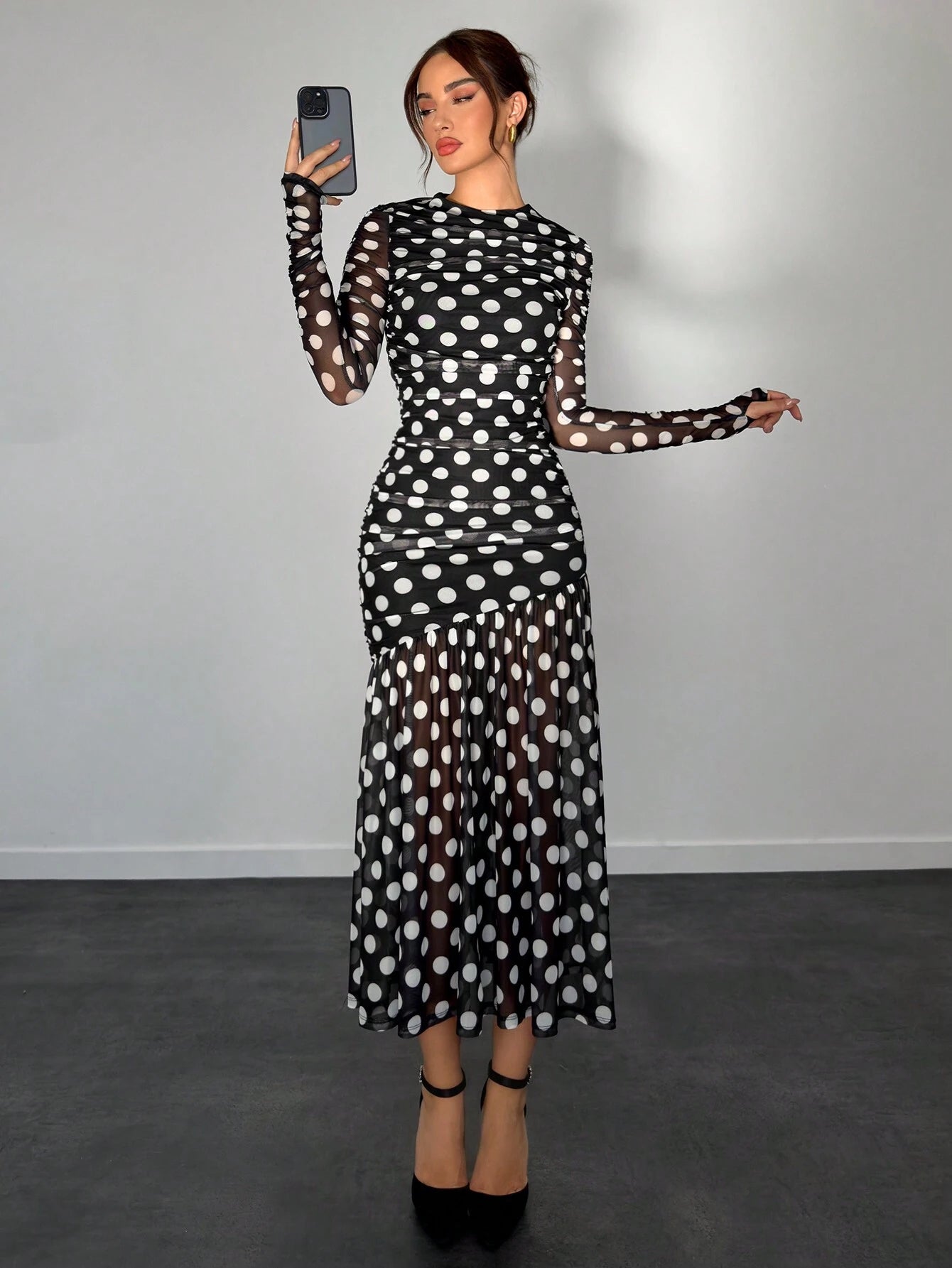  | SHEIN Aloruh Autumn/Winter New Polka Dot Print Long Dress | Dress | Shein | OneHub