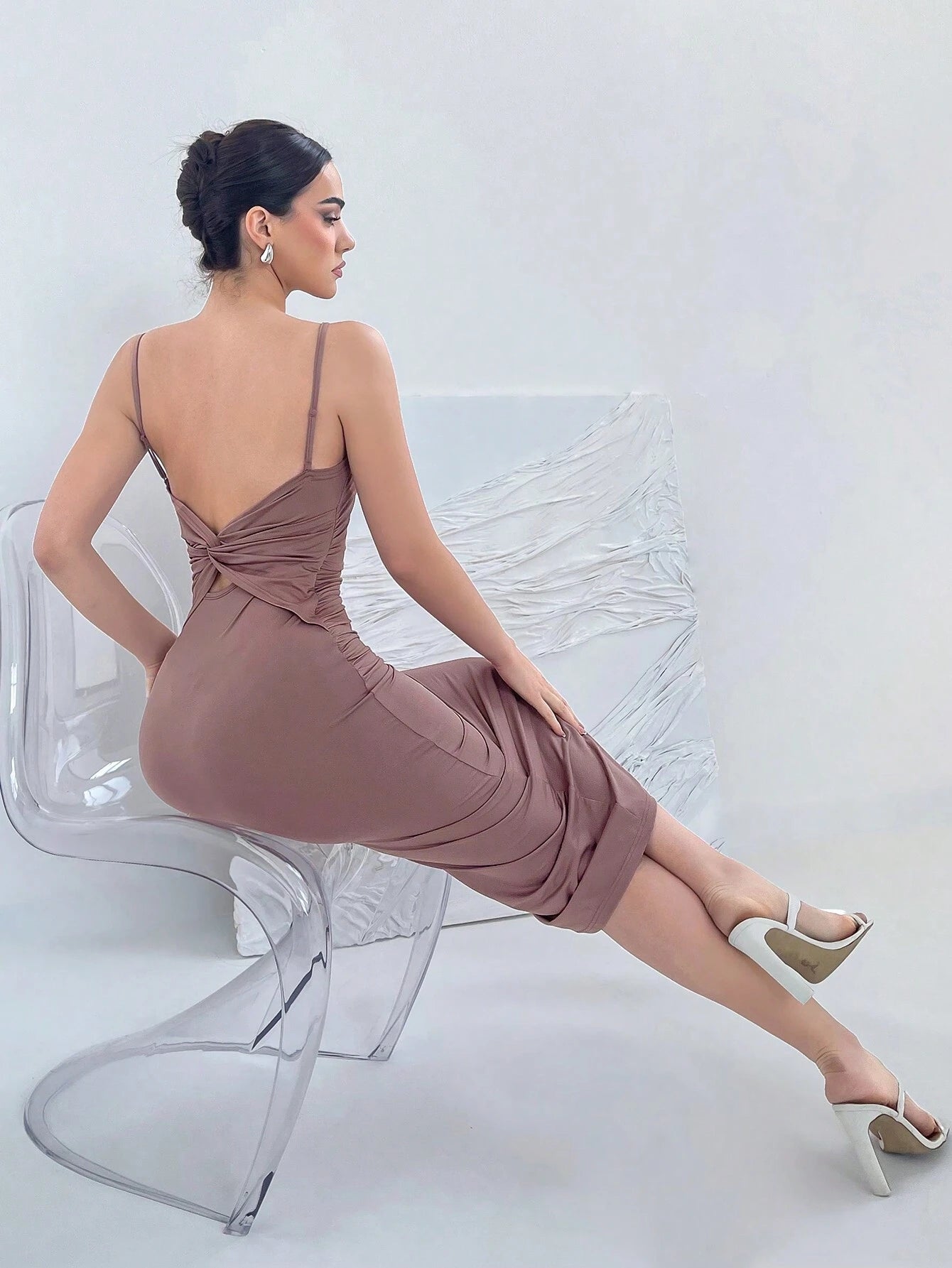  | SHEIN Aloruh Backless Knot Design Sleeveless Long Summer Dress With Stretch | Dress | Shein | OneHub