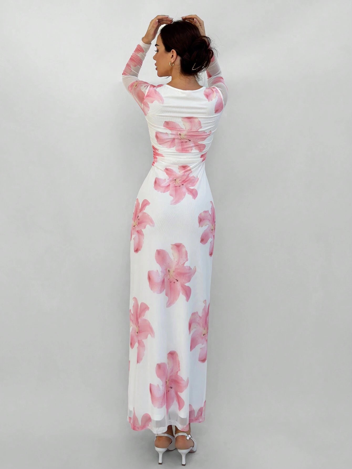 | SHEIN Aloruh Romantic Date Night Floral Print Pleated Long Sleeve Dress For Women | Dress | Shein | OneHub