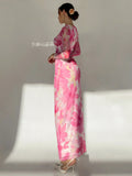  | SHEIN Aloruh Valentine's Day Pink Floral Print Long Sleeve Maxi Mesh Dress For Women | Dress | Shein | OneHub