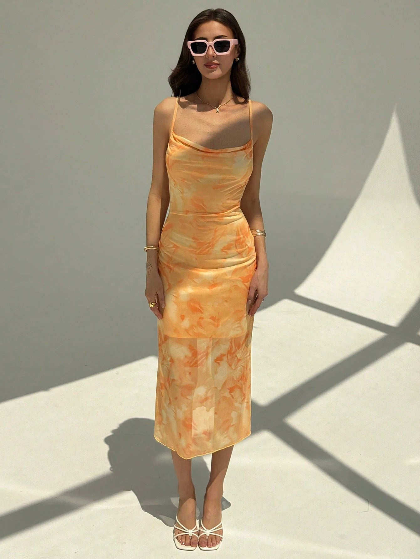  | SHEIN Aloruh Women Floral Print Draped Neck Fitted Mermaid Hem Elegant Vacation Dress,Boho Clothes Women | Dress | Shein | OneHub