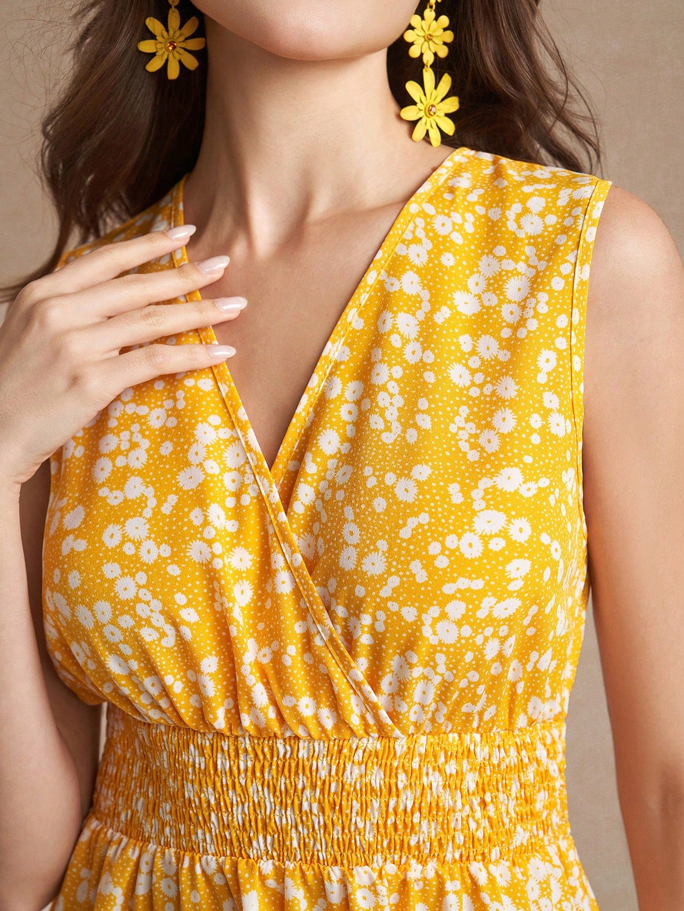  | SHEIN Amorya Women's Sleeveless Floral Print Shirred Waist Dress,Pastel Dresses For Women | Dress | Shein | OneHub