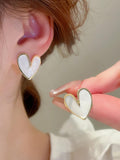 SHEIN Andkiss 1pair Fashionable Zinc Alloy Heart Stud Earrings For Women For Daily Decoration Valentines,Mom,Mother,Mother's Day,Gift