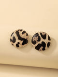 SHEIN Andkiss Leopard Pattern Round Stud Earrings