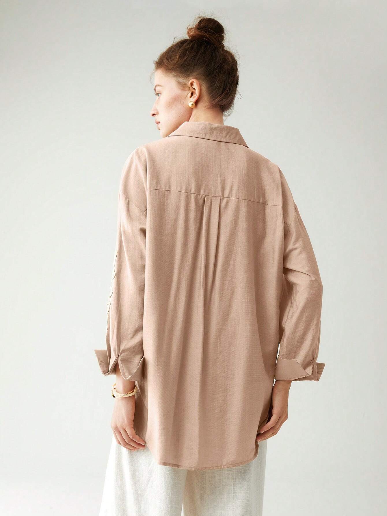  | SHEIN Anewsta Cotton Linen Texture Vacation Rose Hand Cranked Shirts | Blouse | Shein | OneHub
