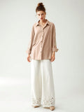  | SHEIN Anewsta Cotton Linen Texture Vacation Rose Hand Cranked Shirts | Blouse | Shein | OneHub
