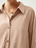  | SHEIN Anewsta Cotton Linen Texture Vacation Rose Hand Cranked Shirts | Blouse | Shein | OneHub