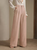 SHEIN Anewsta Fashion Diamond Decor Women Office Formal Pants, Suitable For Commute, Elegant And Casual