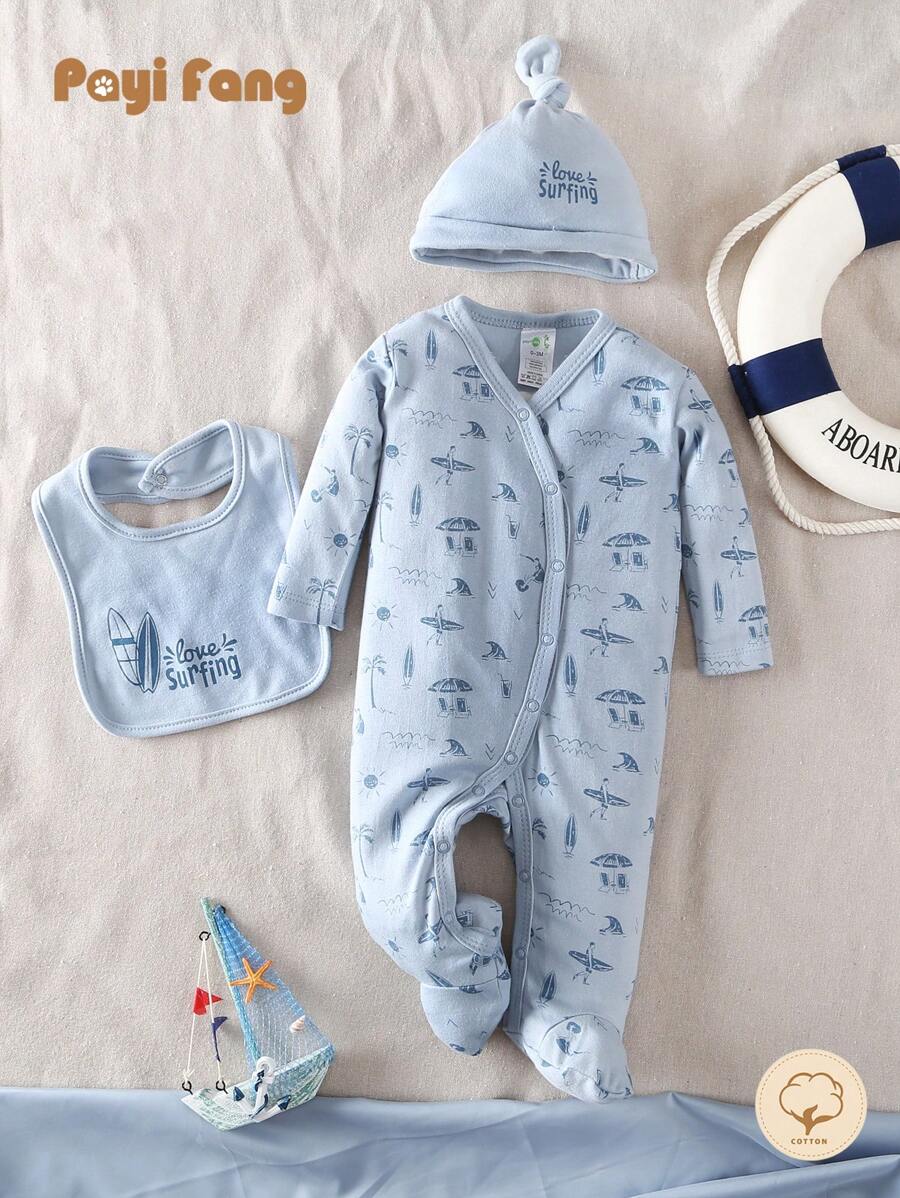  | SHEIN Baby Footie Pants, Sports And Beach Style Hat & Bib Set | dress | Shein | OneHub