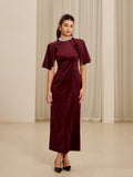  | SHEIN Aveloria Rosie Elegant Beaded Collar Waist Cinched Velvet Bodycon Dress | Dress | Shein | OneHub
