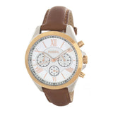 Fossil Brown Leather Strap White Dial Chronograph Quartz Watch for Women - BQ3033