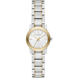 Front side view Burberry Two-tone Stainless Steel White Dial Quartz Watch for Women With White background