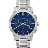 Burberry Silver Stainless Steel Blue Dial Chronograph Quartz Watch for Men - BU9363