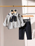  | SHEIN Baby Boy 2pcs Set: Striped Stylish Shirt And Black Suit Pants | Dress | Shein | OneHub