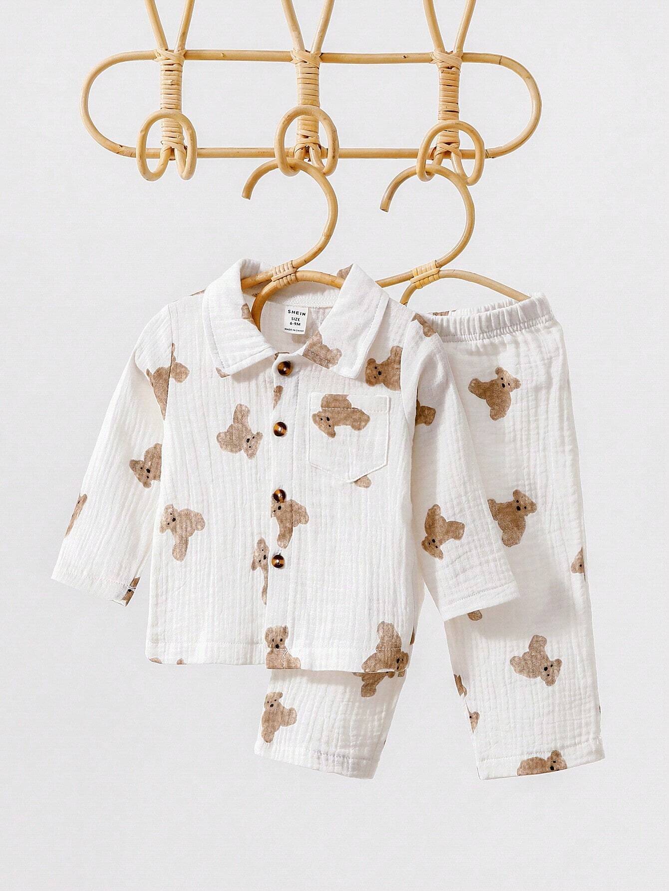 | SHEIN Baby Boy Cartoon Graphic Patched Pocket Shirt & Pants | Dress | Shein | OneHub