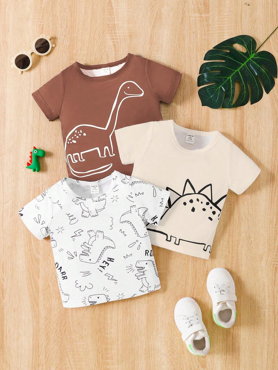  | SHEIN Baby Boy Spring/Summer Knitted Short Sleeve Top 3-Piece Set, Casual | Dress | Shein | OneHub