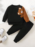 SHEIN Baby Boy Teddy Bear Embroidery Sweatshirt & Sweatpants