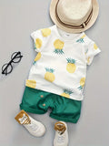  | SHEIN Baby Boys Pineapple Print Short Sleeve Shorts 2 Pieces Set, Summer | Dress | Shein | OneHub