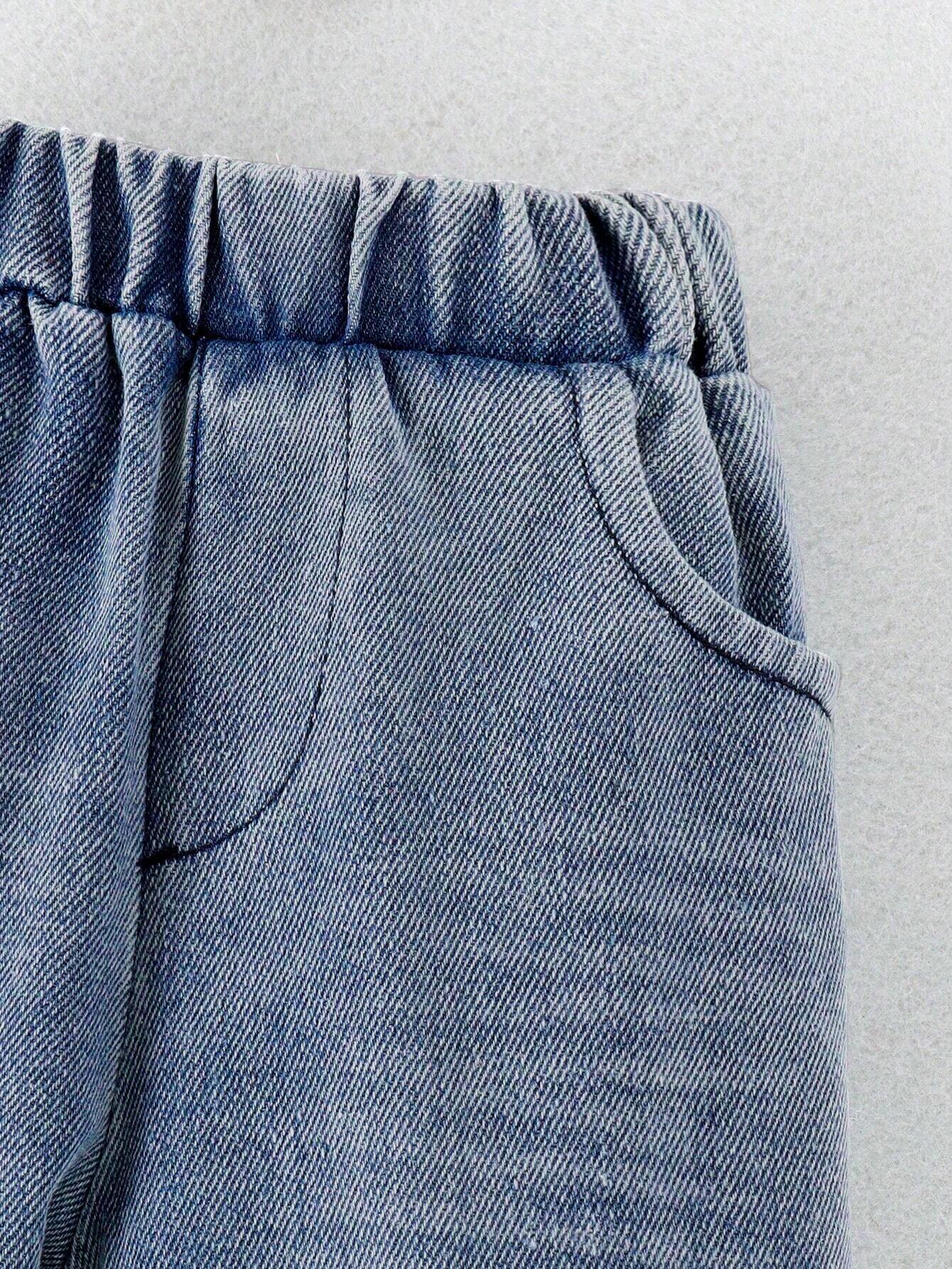  | SHEIN Baby Boys' Plaid Shirt With Denim Romper And Jeans Set | Romper | Shein | OneHub