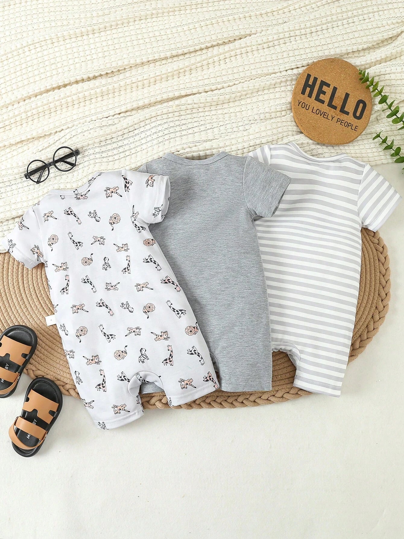  | SHEIN Baby Boy's Stylish Casual Striped Print Romper Set Of 3 For Spring/Summer | Dress | Shein | OneHub