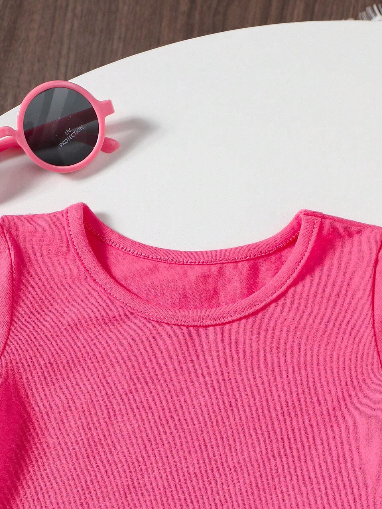  | SHEIN Baby Girl Casual Fashionable Berry Printed Overalls Shorts & Solid Short Sleeve T-Shirt Summer Outfit | Dress | Shein | OneHub