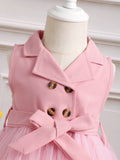  | SHEIN Baby Girl Double Button Mesh Hem Belted Dress | Dress | Shein | OneHub