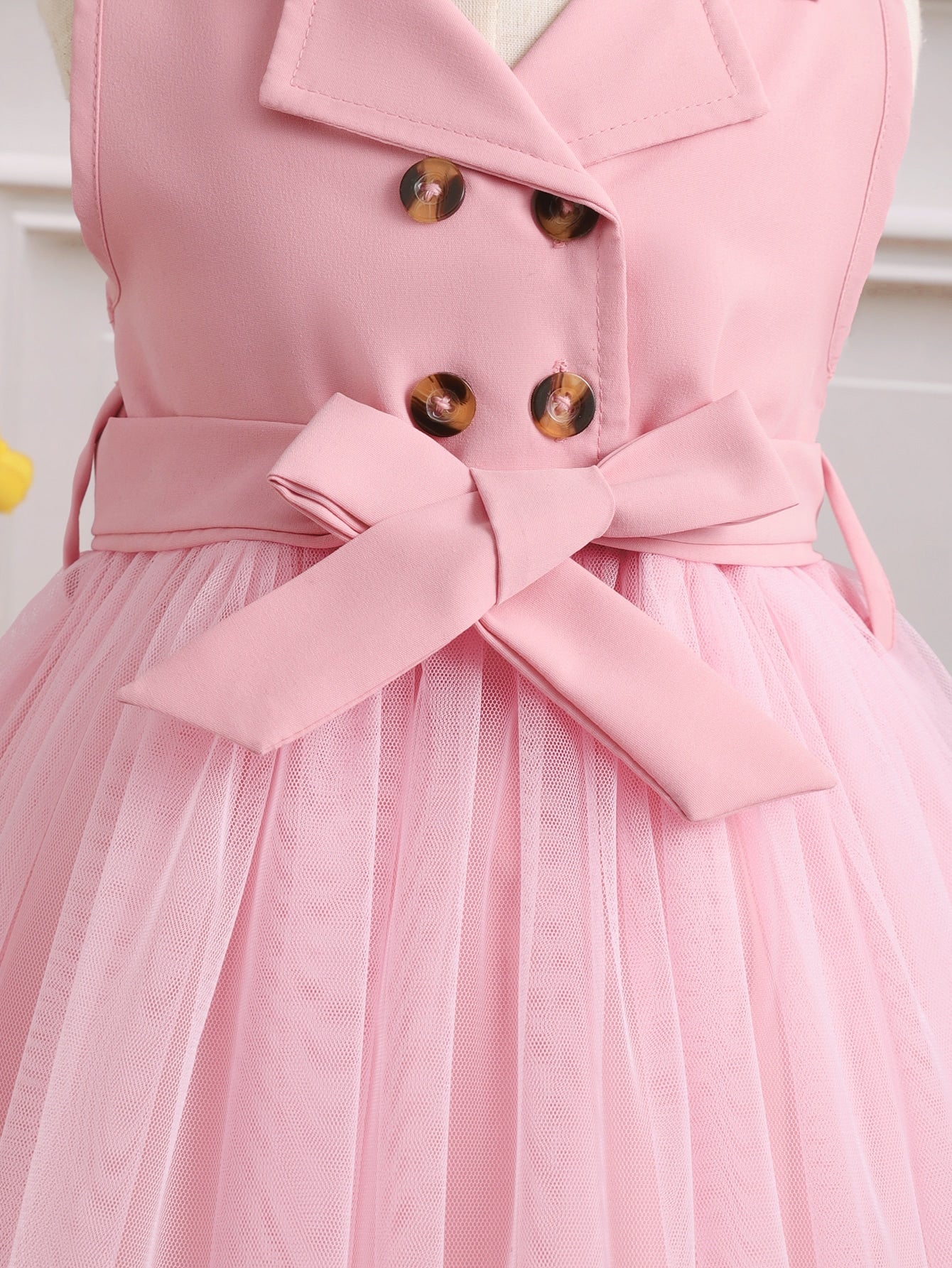  | SHEIN Baby Girl Double Button Mesh Hem Belted Dress | Dress | Shein | OneHub