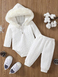  | SHEIN Baby Girl Fuzzy Trim Hooded Bodysuit & Sweatpants | Dress | Shein | OneHub