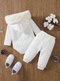  | SHEIN Baby Girl Fuzzy Trim Hooded Bodysuit & Sweatpants | Dress | Shein | OneHub