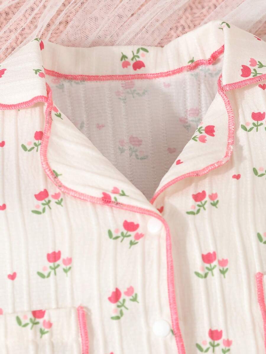  | SHEIN Baby Girl Light Pink Simple Print Short Sleeve T-Shirt And Shorts Casual 2pcs Home Outfit | Bodysuit | Shein | OneHub