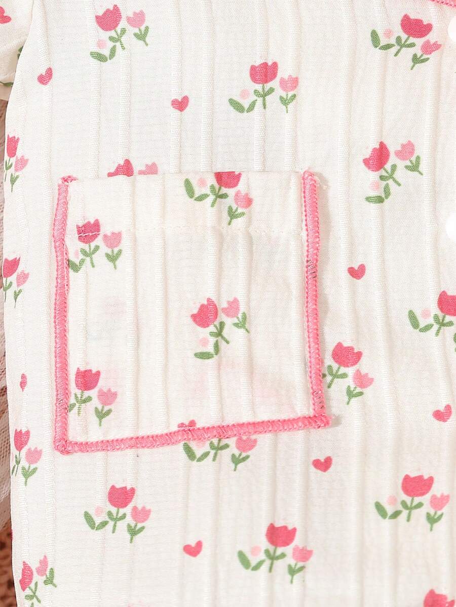  | SHEIN Baby Girl Light Pink Simple Print Short Sleeve T-Shirt And Shorts Casual 2pcs Home Outfit | Bodysuit | Shein | OneHub