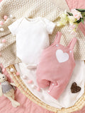  | SHEIN Baby Girl Newborn Solid Bodysuit & Heart Print Cami Romper | Dress | Shein | OneHub