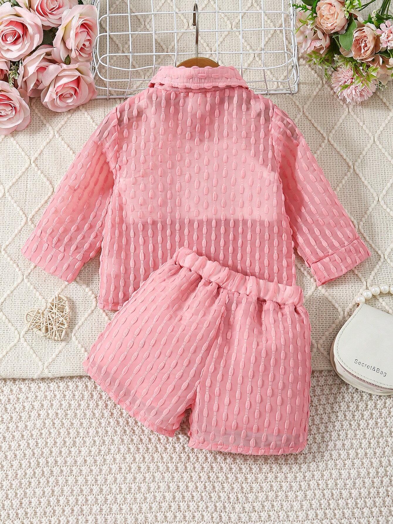  | SHEIN Baby Girl Solid Color Textured Casual Outfit | Dress | Shein | OneHub