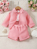  | SHEIN Baby Girl Solid Color Textured Casual Outfit | Dress | Shein | OneHub