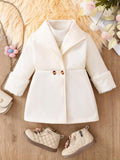 SHEIN Baby Girls Fashionable Soft Solid Color Longline Windbreaker Jacket, Casual Outerwear For Autumn And Winter