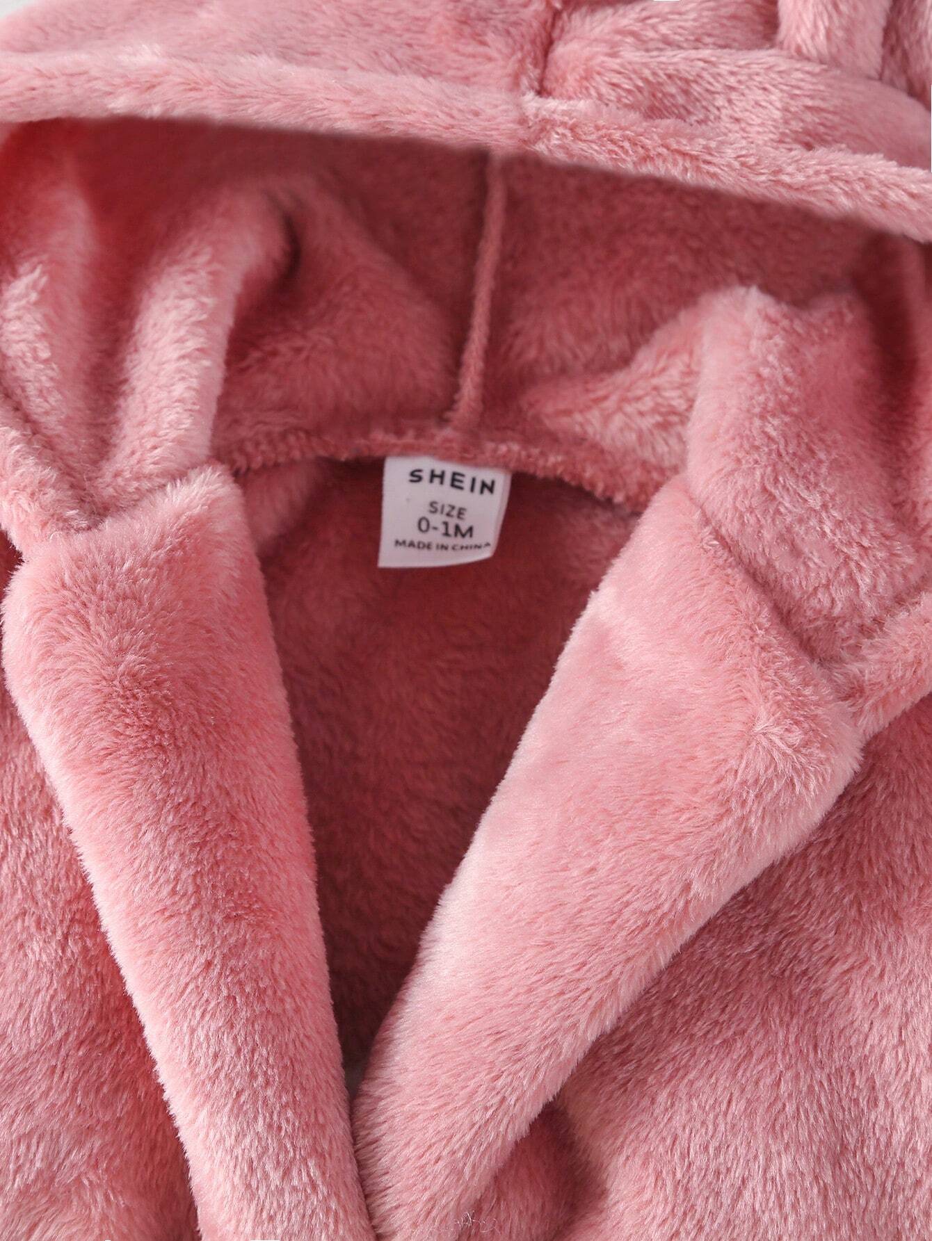 | SHEIN Baby Girls' Hooded Bathrobe With 3d Ear Design And Waist Belt Included | Dress | Shein | OneHub