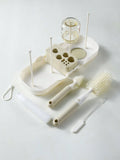 SHEIN Baby Silicone Portable Bottle Brush Set, Newborn Cleaning Brush For Travel, Multi-Function Bottle Drying Rack & Storage Box