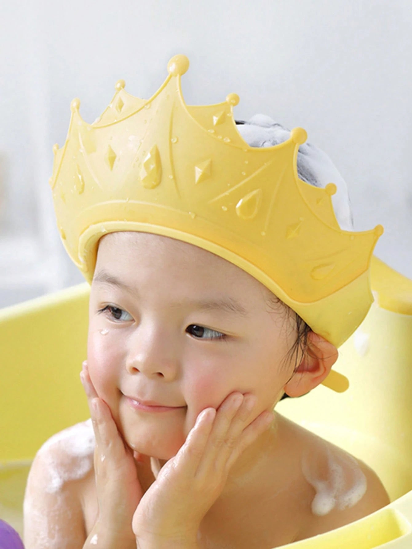  | SHEIN Baby Silicone Shampoo Cap With Cute Crown Design, Perfect For Wearing While Washing Hair, Suitable For Children And Toddlers Shower Cap | Hat | Shein | OneHub