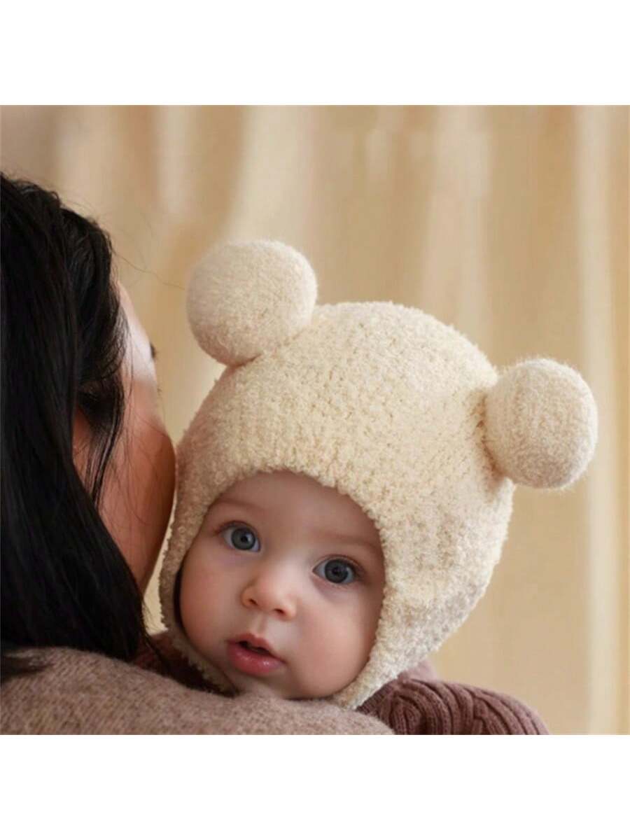  | SHEIN Baby Winter Hat, Warm Knitted Beanie With Coral Thermal Lined , Cute Earflap Hat For Boys And Girls Aged 5-24 Months, 42-48cm | Cap | Shein | OneHub