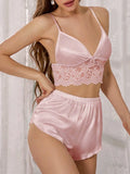  | SHEIN Back Strappy Bowknot Design Lace Satin Pajama Set | Night Dress | Shein | OneHub