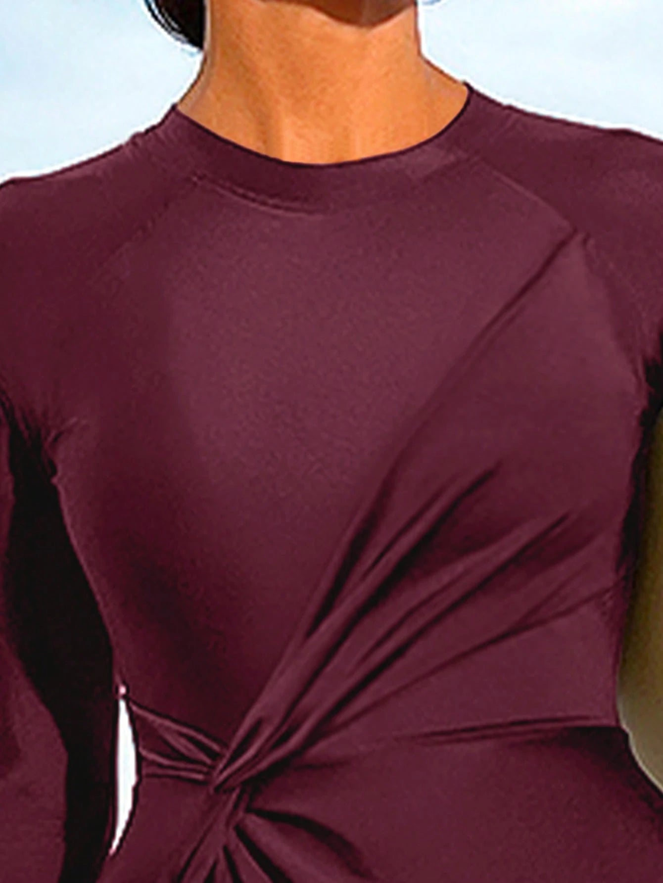  | SHEIN Bikinx Solid Color Side Waist Twist Long Sleeve Top And Pants Burkini Swimwear Set For Beach Vacation | Burkini | Shein | OneHub