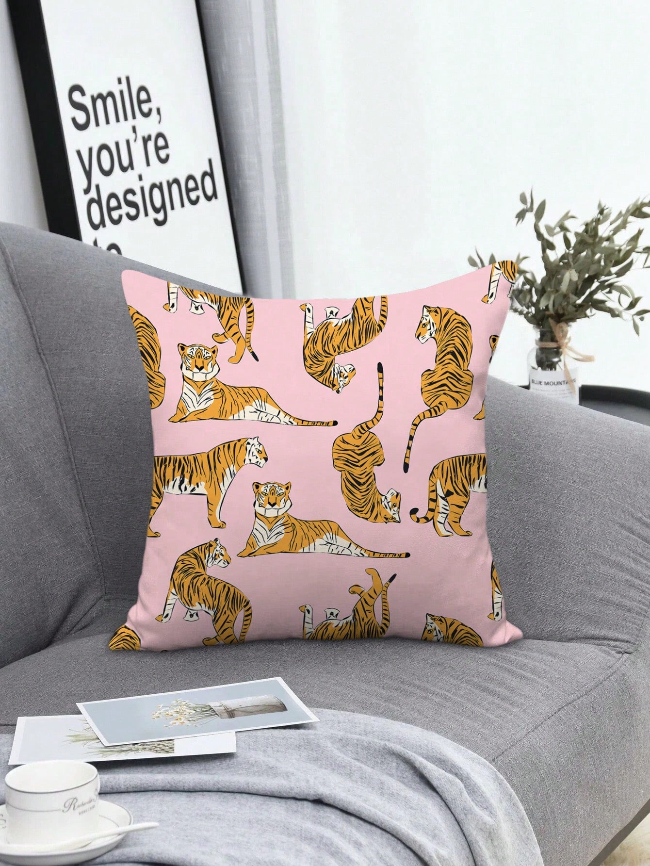  | SHEIN BlueLela 1pc Tiger Print Cushion Cover Without Filler, Modern Polyester Decorative Throw Pillow Case For Living Room And Bedroom | Pillow Cover | Shein | OneHub