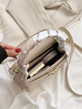  | SHEIN Bow Decor Elegant,,Old Money,Business Casual,Lightweight,Business Casual Mini Crocodile Embossed Twilly Scarf Decor Twist Lock Square Bag | Bags | Shein | OneHub