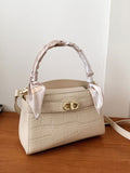  | SHEIN Bow Decor Elegant,,Old Money,Business Casual,Lightweight,Business Casual Mini Crocodile Embossed Twilly Scarf Decor Twist Lock Square Bag | Bags | Shein | OneHub