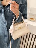  | SHEIN Bow Decor Elegant,,Old Money,Business Casual,Lightweight,Business Casual Mini Crocodile Embossed Twilly Scarf Decor Twist Lock Square Bag | Bags | Shein | OneHub