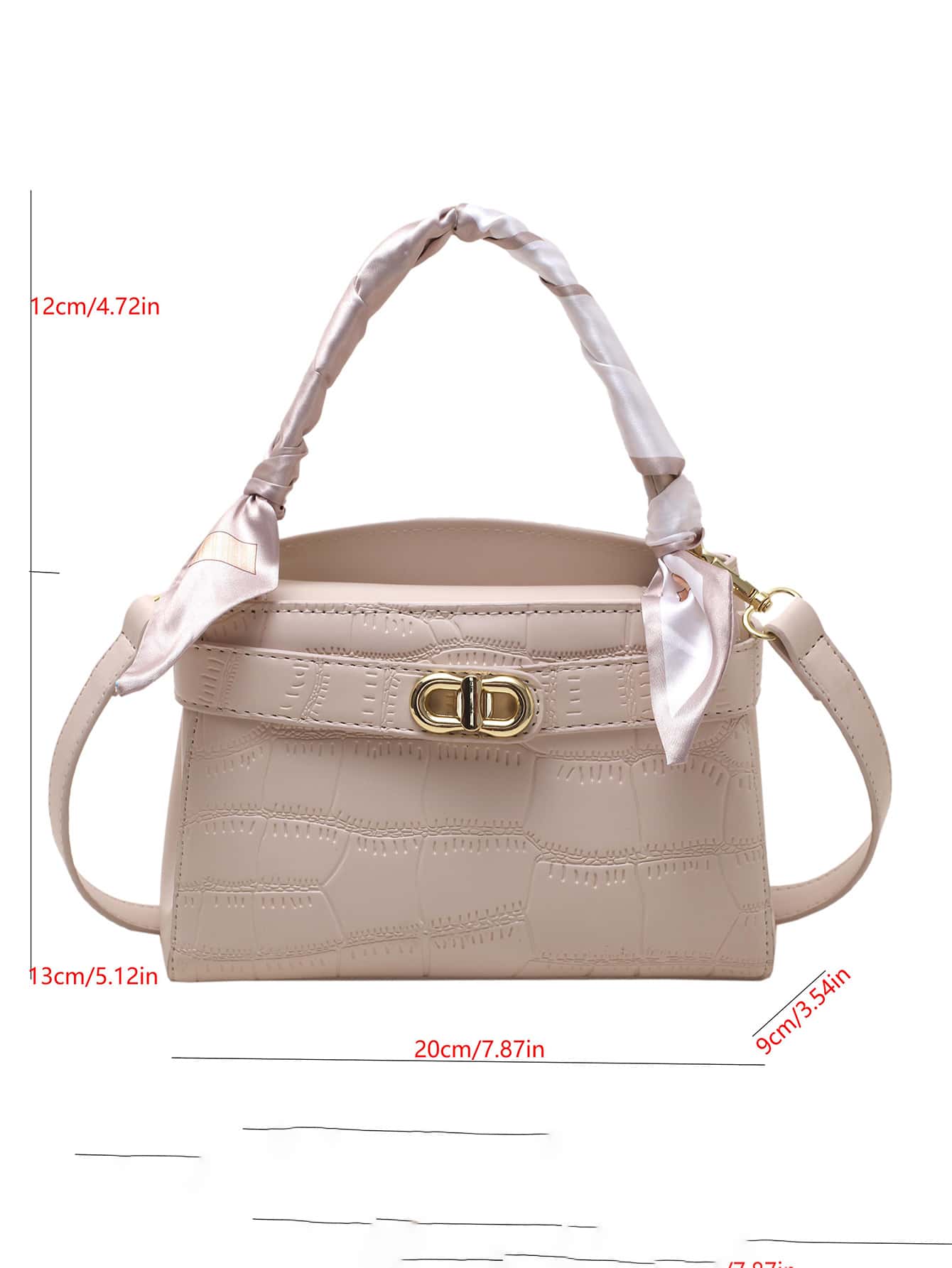  | SHEIN Bow Decor Elegant,,Old Money,Business Casual,Lightweight,Business Casual Mini Crocodile Embossed Twilly Scarf Decor Twist Lock Square Bag | Bags | Shein | OneHub