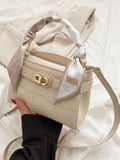  | SHEIN Bow Decor Elegant,,Old Money,Business Casual,Lightweight,Business Casual Mini Crocodile Embossed Twilly Scarf Decor Twist Lock Square Bag | Bags | Shein | OneHub