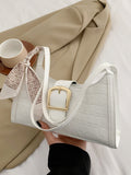  | SHEIN Bow Decor White Alligator Pattern Silk Scarf Decorated Armpit Bag | Bags | Shein | OneHub