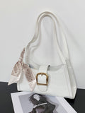  | SHEIN Bow Decor White Alligator Pattern Silk Scarf Decorated Armpit Bag | Bags | Shein | OneHub