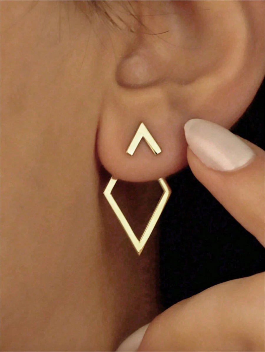  | SHEIN CHOSHILAR 1pair Metallic Geometric Diamond Shaped Arrow Dangle Earrings, Two Way Wearing Design For Women | Earrings | Shein | OneHub